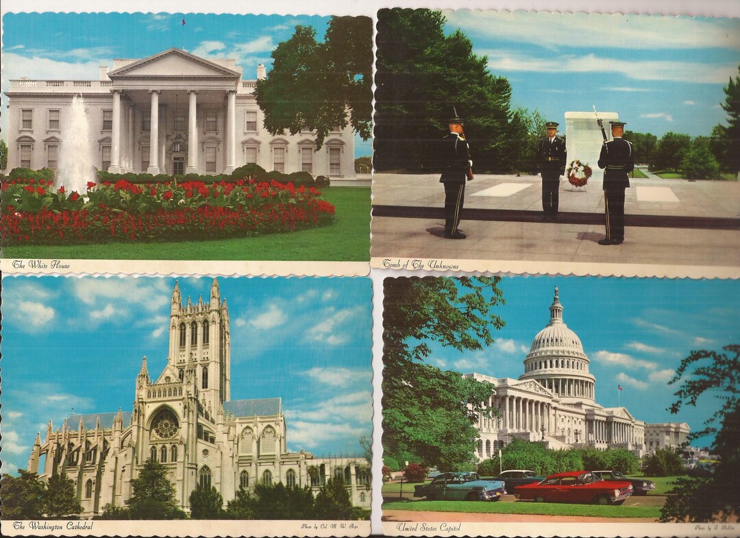 Washington DC Postcard Set, Monuments, Vintage Postcard, Set of 4 Cards ...