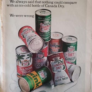 Canada Dry Soft Drink Beverages Vintage Magazine Advertisement for Home Décor, Ginger Ale, Wink, Root Beer, Tahitian Treat Ad