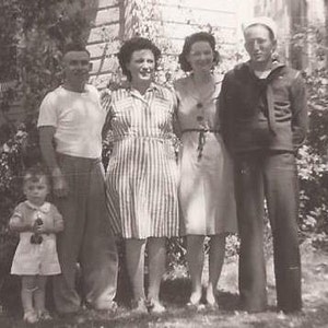 Sailor and His Proud Family, Vintage Photograph, Black and White Photo, Group of Family Members with Sailor and Little Child