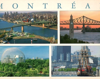 Montreal Canada, Vintage Postcard, Set of Two, Color Photos of Sites and Scenes of Montreal, Travel Souvenir Memento