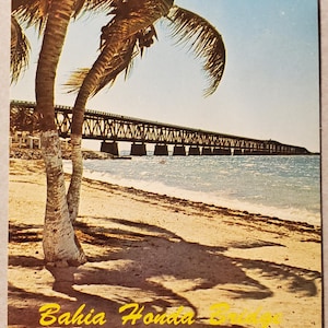 Bahia Honda Overseas Highway, voyage à Key West en Floride, carte postale photo couleur vintage, jamais utilisée, période de vacances tropicales