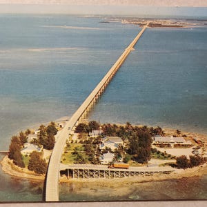 Pigeon Key, Key West en Floride, carte postale photo couleur vintage, vue aérienne depuis un hélicoptère, jamais utilisée, voyage de vacances en Floride