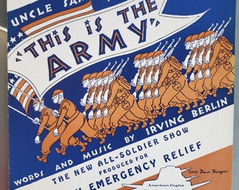 This is the Army, Uncle Sam Presents, Vintage Sheet Music, Irving Berlin, This is the Army Mister Jones, World War II Music, Mint Condition