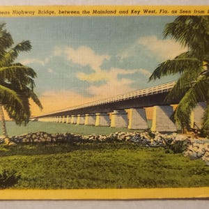 Overseas Highway Bridge, Floride continentale et Key West, Pigeon Key, carte postale illustrée en couleur vintage, jamais utilisée, souvenir de vacances de voyage
