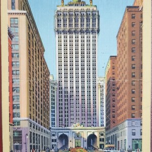 Edificio Central de Park Avenue, Nueva York, postal antigua ilustrada en color, matasellos de 1944, correspondencia de viaje