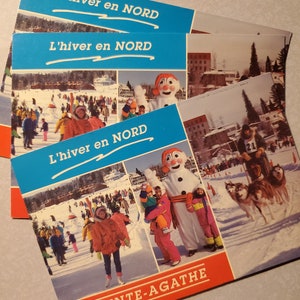 L'hiver en Nord, Sainte-Agathe, Quebec Canadá, cartão postal vintage, lembrança de viagem divertida, cartão postal com foto colorida, correspondência, conjunto de 3