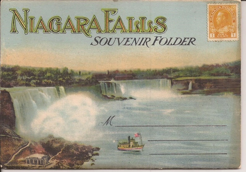 Niagara Falls Souvenir Folder Postcard, Vintage Postcard, Paper Ephemera, One Cent Stamp