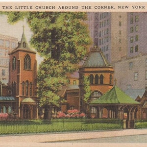 The Little Church Around the Corner, New York City Postcard Set, Vintage Postcard, Illustrated Postcard, Picture Card, Color, Black White image 4