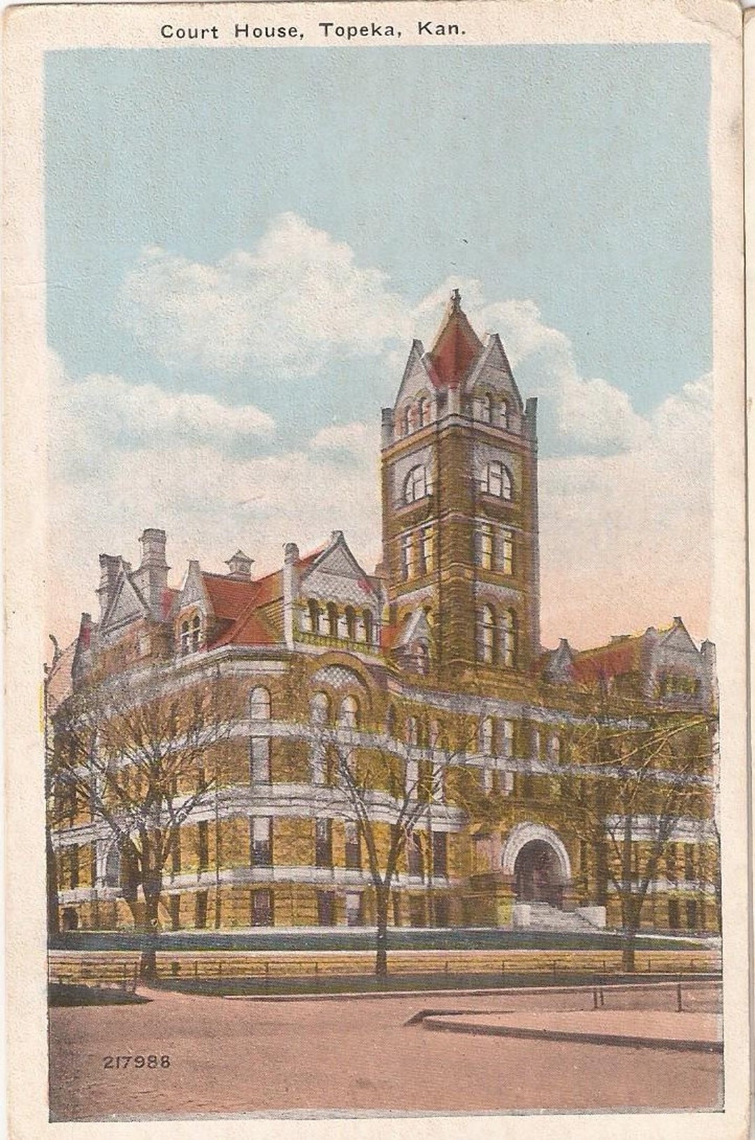 Court House, Topeka, Kansas, Illustrated Vintage Postcard, Travel