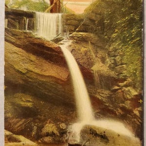 Lago Chamonoux, Fairmont Park, Filadelfia, Pensilvania, postal antigua ilustrada en color de una cascada, nunca utilizada ni con matasellos