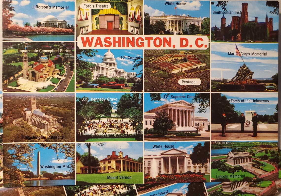 Washington DC Postcard Collection, Fun Funky Correspondence, Vintage ...