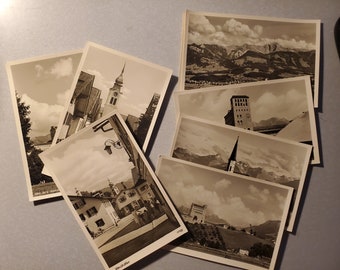 Ordensburg Sonthofen, Allgäu, Set of 7 Images, Vintage Picture Postcards, Military Europe, Germany, Black and White Photos