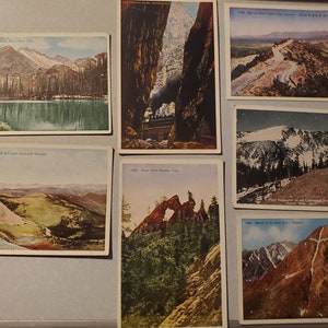 Sitios y escenas de Colorado, colección de postales ilustradas en colores antiguos, Crevice Royal Gorge, Monte de la Santa Cruz, Skyline Drive y más