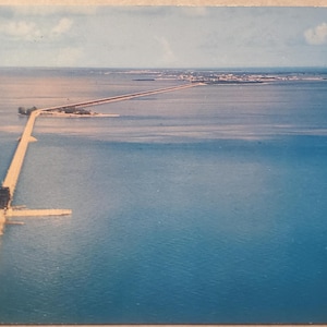 Photographie aérienne de Seven Mile Bridge, Pigeon Key, Marathon, Key West en Floride, carte postale photo couleur vintage, jamais utilisée