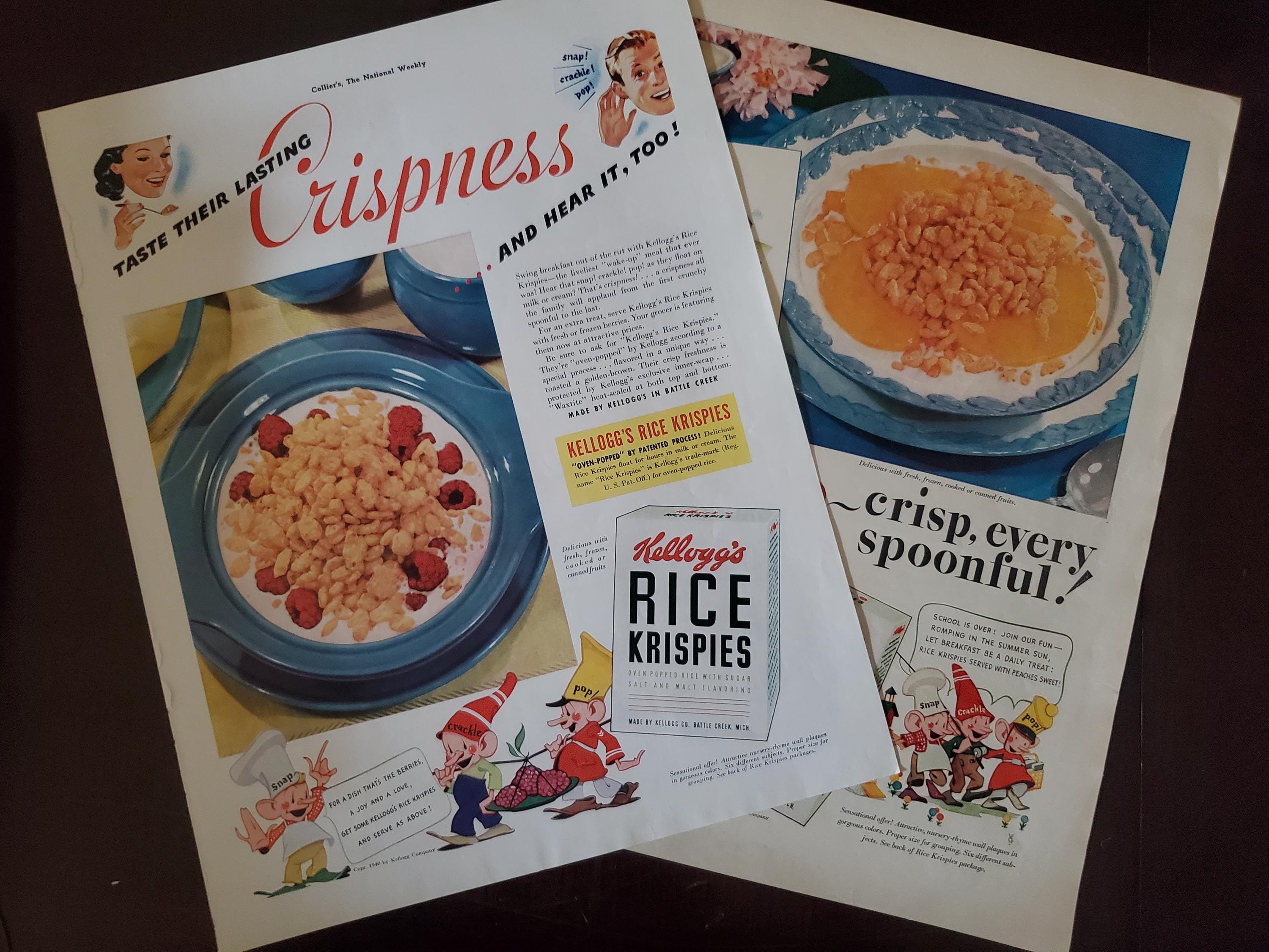 1940's Kellogg's Rice Krispies Cereal With Original Cartoon