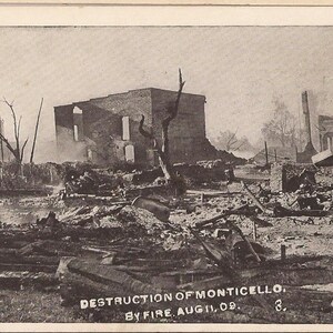 Monticello, New York, 1909 Fire, Vintage Postcard, Black and White Photo, Picture Postcard, Never Used, Destruction of Monticello by Fire