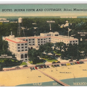 Hotel Buena Vista y Casas de Campo, Biloxi, Mississipppi, Postal Vintage, Postal a Color Ilustrado, Recuerdo de Viaje, Destino de Vacaciones