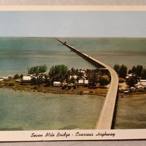 Seven Mile Bridge, Key West, Overseas Highway, carte postale photo couleur vintage, jamais utilisée, voyage en Floride, destination de vacances