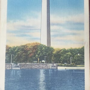 Monumento a Washington, Washington DC, punto di riferimento nazionale, cartolina illustrata a colori d'epoca, timbro postale degli anni '50
