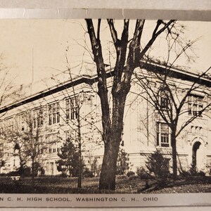 Washington C.H. High School, Ohio, Cartão postal vintage em preto e branco, Prédio educacional histórico, Midwest High School