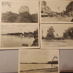 Collection de cartes postales Niles Michigan, cartes postales photo vintage noir et blanc, Barron Lake, Fort St. Joseph, Main Street, Orchard Hill Golf