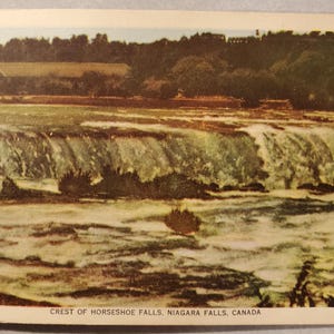 Cresta de las cataratas Horseshoe, Canadian Rapids, Niagara Falls, postal vintage ilustrada en color, destino turístico, recuerdo de vacaciones