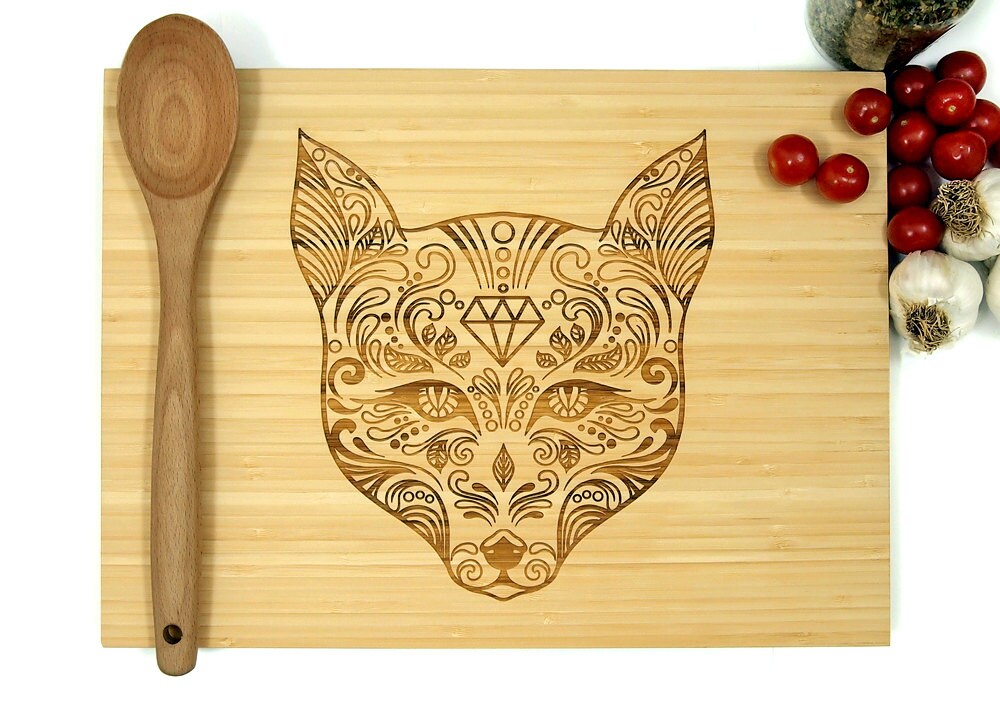 Sugar Skull Fox Cutting Board Personalized Wedding Gift Etsy