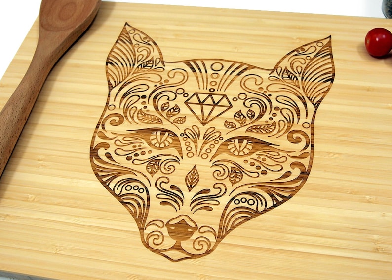 Sugar Skull Fox Cutting Board Personalized Wedding Gift Etsy