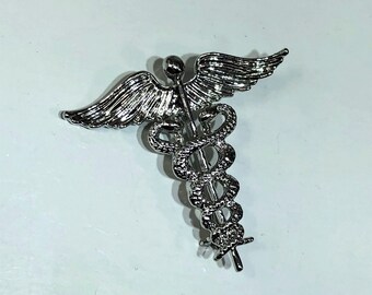 WLL Retro Medical Caduceus Brooch Pin Doctor Nurse Jewelry Gift