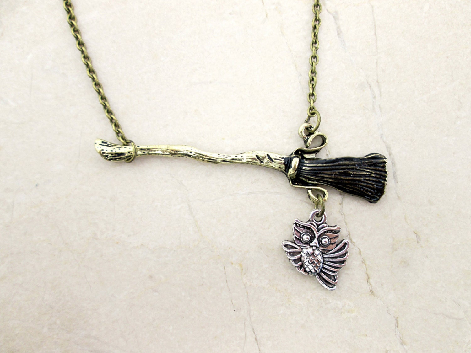 Flying Broomstick Necklace Witchcraft Jewelry Witch Broom Etsy