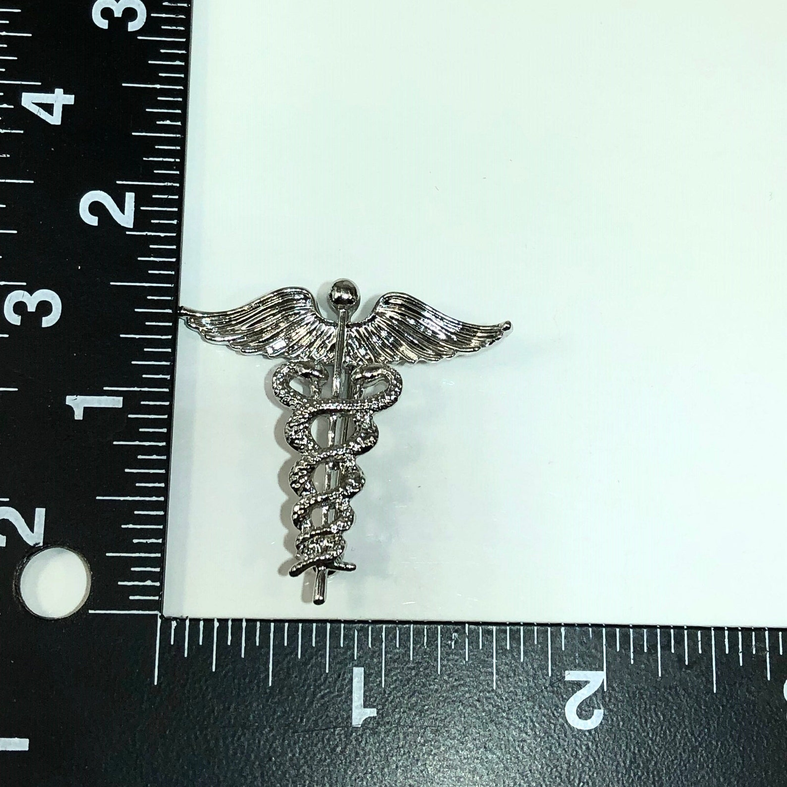 Silver Medical Caduceus Brooch Pin Medical Symbol Jewelry Etsy