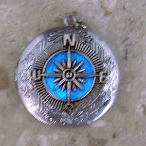 Compass locket necklace, glow in the dark compass jewelry, glowing locket, memorial keepsake photo locket, meaningful gift, graduation gift