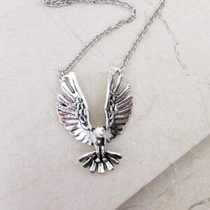 Eagle pendant necklace, bird necklace, hawk necklace, falcon necklace, fly high necklace, achievement gift, American patriotic gifts.