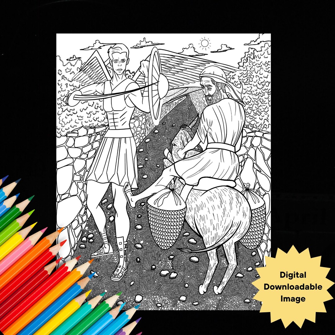bible-coloring-sheet-of-balaam-and-his-donkey-walking-on-a-etsy-australia