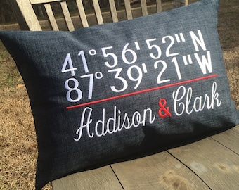 Cubs Wrigley Field coordinates pillow, Chicago Cubs pillow