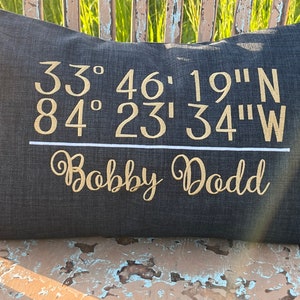 Bobby Dodd stadium coordinates pillow