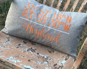 Neyland Stadium coordinates pillow