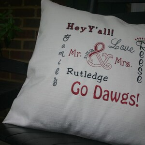 Premium custom embroidered keepsake pillow - Cream
