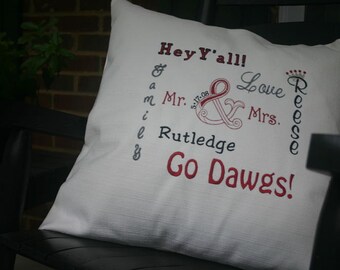 Premium custom embroidered keepsake pillow - Cream