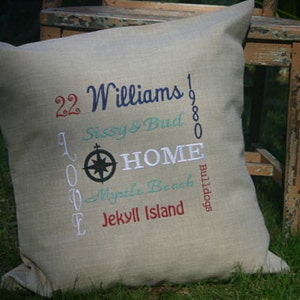 Premium custom embroidered keepsake pillow - Khaki