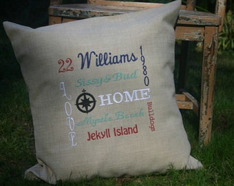 Premium custom embroidered keepsake pillow - Khaki