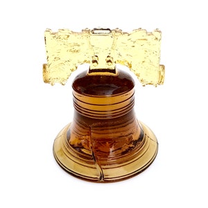 Liberty Bell Paperweight 1970s | Vintage Americana | Amber Glass Liberty Bell | Mosser Glass | Bicentennial Memorabilia | History Buff Gifts