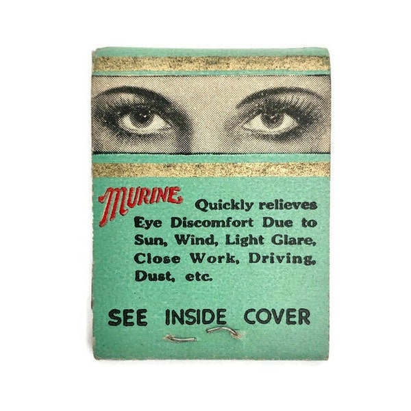 RARE Vintage Matchbook 1940s | Murine Eye Drops | Pharmaceutical Advertising | Matchbook Art | Lion Match Co NY | Matchbook Collector Gift