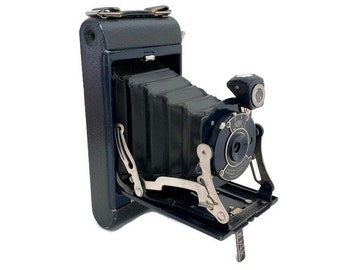 RARE Blue Kodak Bellows Camera 1920s | Art Deco | Folding Pocket Tourist Camera | Eastman Kodak Co | Collectible Memorabilia | Gift for Men