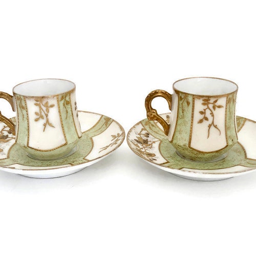 RARE Demitasse Set 1900s | L S & S Limoges France | Antique Handpainted Teacups | Espresso Set | Turkish shops Coffee Set | Paris Chic | For Her
