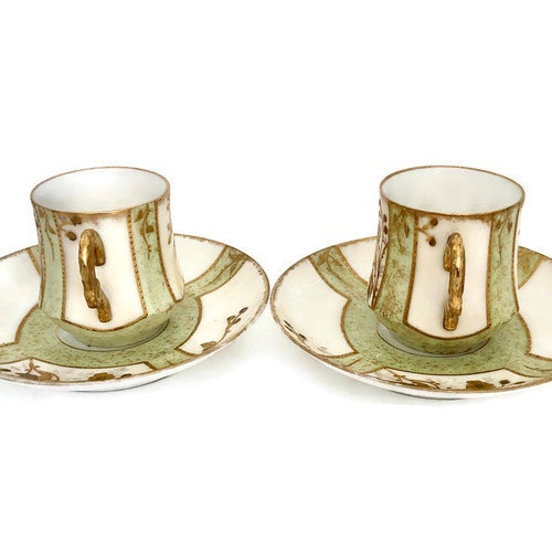 RARE Demitasse Set 1900s | L S & S Limoges France | Antique Handpainted Teacups | Espresso Set | Turkish shops Coffee Set | Paris Chic | For Her