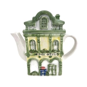 Post Office Teapot 18 OZ | Green Townhouse Teapot | British City House | Figural Teapot | Collectible Novelty Teapot | Decorative Teapot