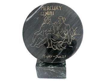 Vintage Gemini Zodiac Marble Sculpture, Mercury Astrological Sign, May-June Birthday Gift
