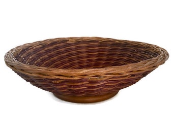 Vintage Wall Basket 15" 1970s | Round Wicker Basket | Baker's Bread Basket | Rustic Decor | Farmhouse Kitchen | Primitive Style | Hand Woven