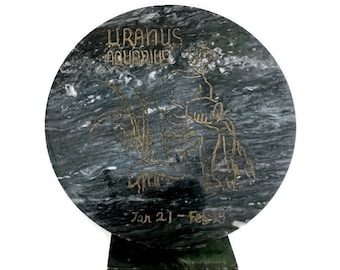 Vintage Aquarius Zodiac Marble Sculpture, January February Birthday Gift, Astrology Decor